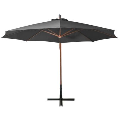 vidaXL Parasol de jardin suspendu avec mât anthracite bois de sapin