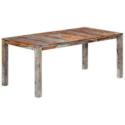 vidaXL Table à manger Gris 180x90x76 cm Bois massif