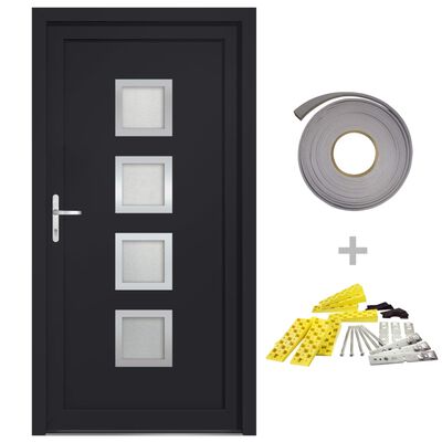 vidaXL Porte d'entrée anthracite 108x200 cm PVC