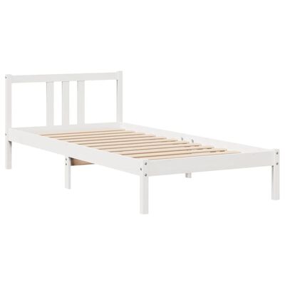 vidaXL Cadre de lit avec tête de lit sans matelas blanc 90x200 cm