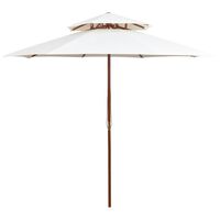 vidaXL Parasol à deux étages avec poteau en bois blanc crème