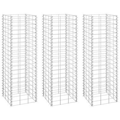 vidaXL Lits surélevés en gabion 3 pcs 30x30x100 cm Fer