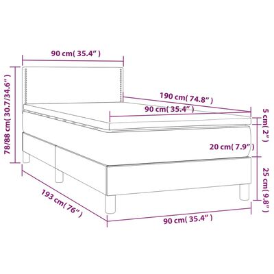 vidaXL Sommier à lattes de lit et matelas Gris clair 90x190 cm Tissu