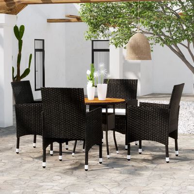 vidaXL Ensemble à manger de jardin 5 pcs Résine tressée Noir