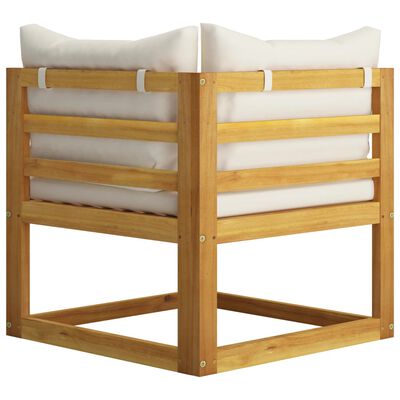 vidaXL Salon de jardin 7 pcs avec coussin Crème Bois d'acacia solide