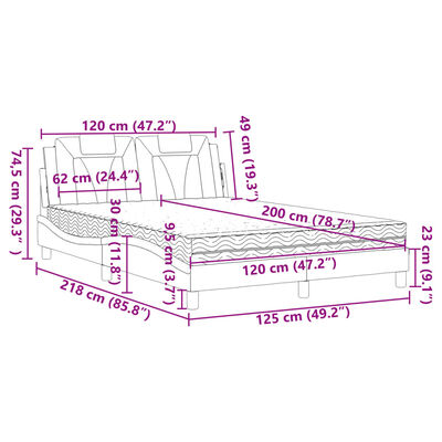 vidaXL Lit avec matelas gris 120x200 cm similicuir