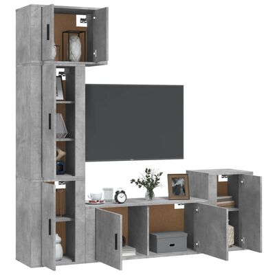 vidaXL Ensemble de meubles TV 5 pcs Gris béton Bois d'ingénierie