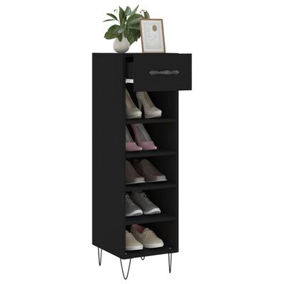 vidaXL Armoire à chaussures noir 30x35x105 cm bois d'ingénierie