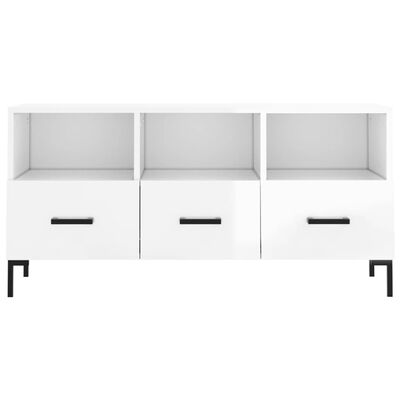 vidaXL Meuble TV Blanc brillant 102x36x50 cm Bois d'ingénierie