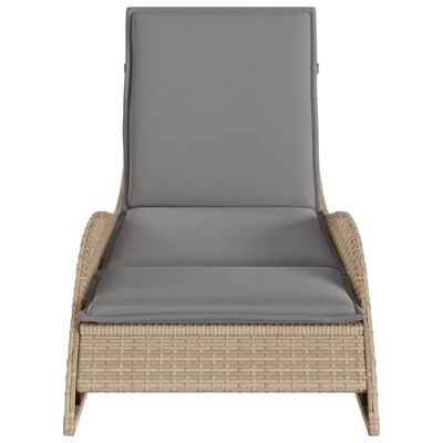 vidaXL Chaise longue avec coussin beige 60x205x73 cm résine tressée