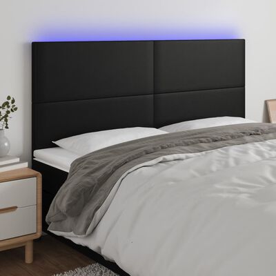 vidaXL Tête de lit à LED Noir 180x5x118/128 cm Similicuir