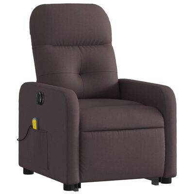 vidaXL Fauteuil inclinable de massage électrique Marron foncé Tissu