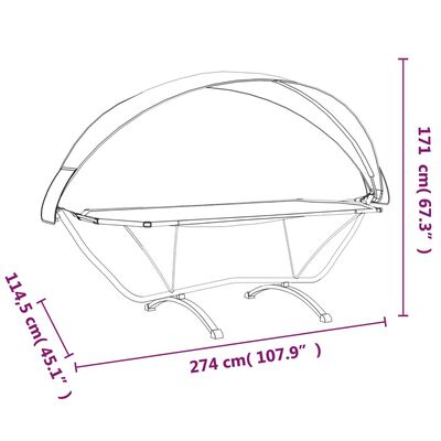 vidaXL Lit de repos d'extérieur avec auvent Vert Acier et tissu Oxford