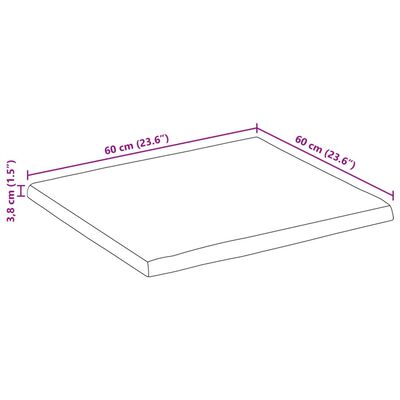 vidaXL Dessus de table 60x60x3,8 cm bord vivant bois massif manguier