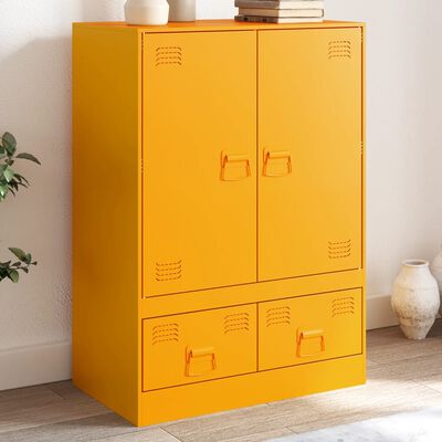 vidaXL Buffet jaune moutarde 67x39x95 cm acier