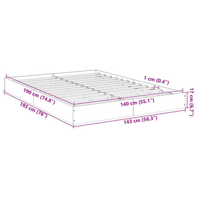 vidaXL Cadre de lit sans matelas gris béton 140x190 cm