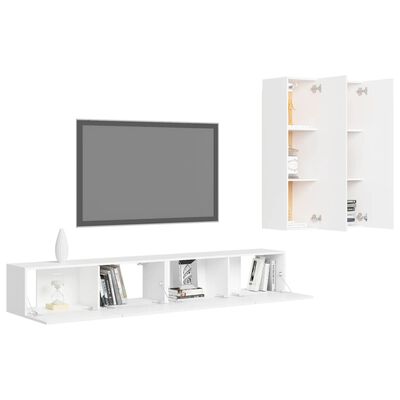 vidaXL Ensemble de meubles TV 4 pcs Blanc Bois d'ingénierie