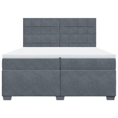 vidaXL Sommier à lattes de lit et matelas Gris foncé 200x200cm Velours