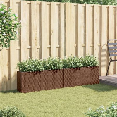 vidaXL Jardinières avec 2 pots 2 pcs marron 90x20x40 cm résine tressée