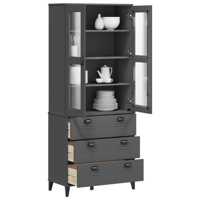 vidaXL Buffet VIKEN gris anthracite 80x40x190 cm bois massif de pin