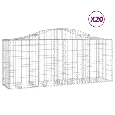 vidaXL Paniers à gabions arqués 20 pcs 200x50x80/100 cm Fer galvanisé