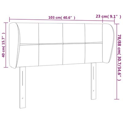 vidaXL Tête de lit avec oreilles Gris clair 103x23x78/88 cm Velours