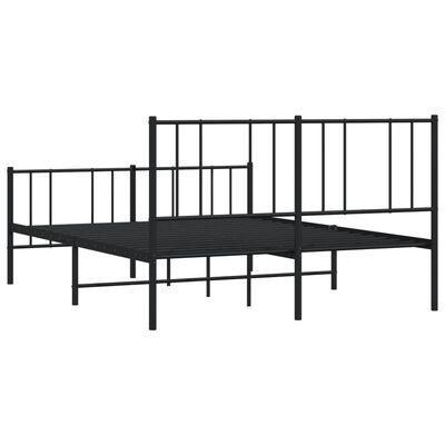 vidaXL Cadre de lit métal sans matelas avec pied de lit noir 135x190cm