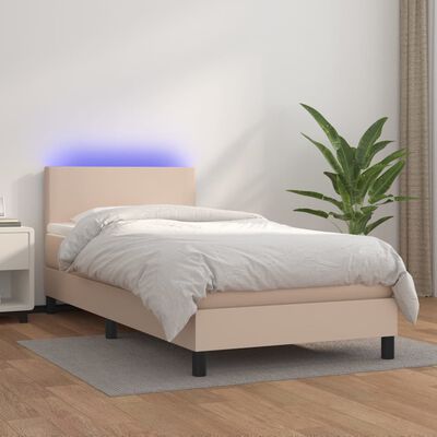 vidaXL Sommier à lattes de lit matelas et LED Cappuccino 80x200cm