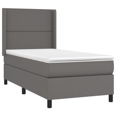 vidaXL Sommier à lattes de lit avec matelas Gris 80x200 cm Similicuir