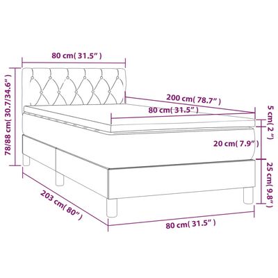 vidaXL Sommier à lattes de lit avec matelas Taupe 80x200 cm Tissu