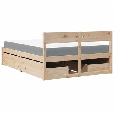 vidaXL Lit avec tiroirs et matelas 120x200 cm bois massif de pin