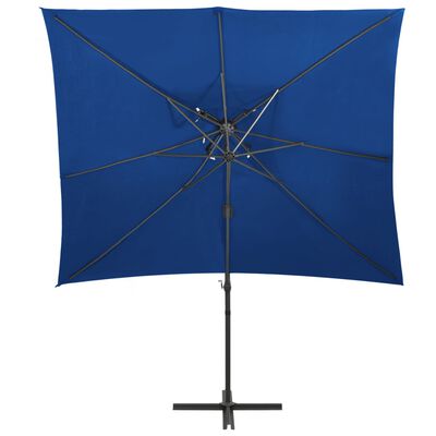 vidaXL Parasol de jardin en porte-à-faux à double toit bleu azuré