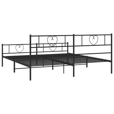 vidaXL Cadre de lit métal sans matelas avec pied de lit noir 200x200cm