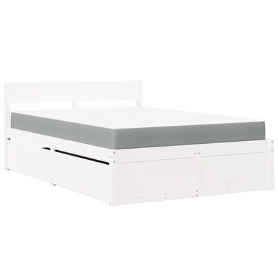 vidaXL Lit avec tiroirs et matelas blanc 140x190 cm bois massif de pin