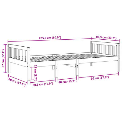 vidaXL Lit pour enfants sans matelas cire marron 80x200 cm pin massif