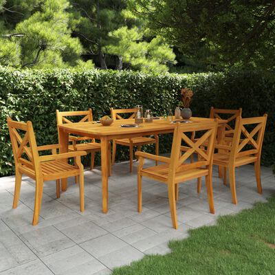 vidaXL Ensemble à manger de jardin 7 pcs Bois d'acacia solide