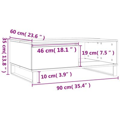 vidaXL Table basse gris béton 90x60x35 cm bois d'ingénierie