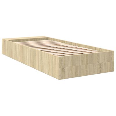 vidaXL Cadre de lit chêne sonoma 75x190 cm bois d'ingénierie