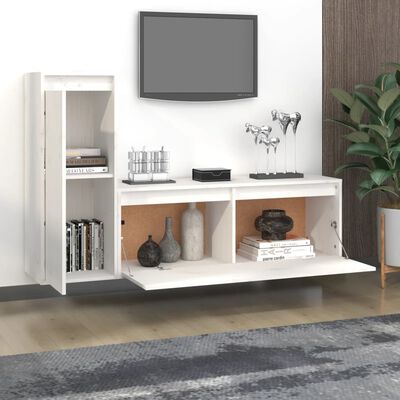 vidaXL Meubles TV 2 pcs Blanc Bois massif de pin