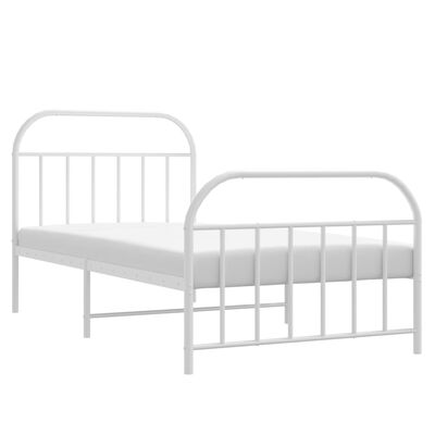 vidaXL Cadre de lit métal sans matelas et pied de lit blanc 100x190 cm