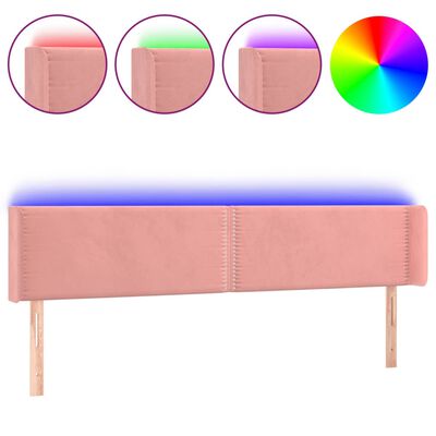 vidaXL Tête de lit à LED Rose 203x16x78/88 cm Velours