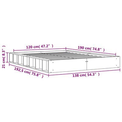 vidaXL Cadre de lit sans matelas cire marron 120x190cm bois pin massif