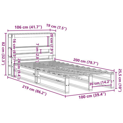 vidaXL Cadre de lit sans matelas 100x200 cm bois massif de pin