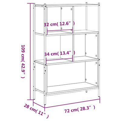 vidaXL Bibliothèque chêne fumé 72x28x109 cm bois d'ingénierie