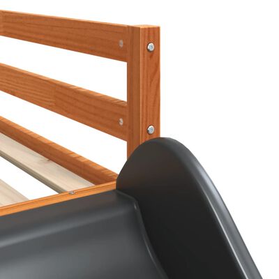 vidaXL Lit superposé sans matelas avec toboggan et rideaux 90x200 cm