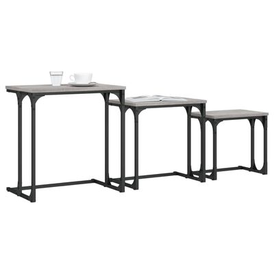 vidaXL Tables basses gigognes 3 pcs sonoma gris bois d'ingénierie