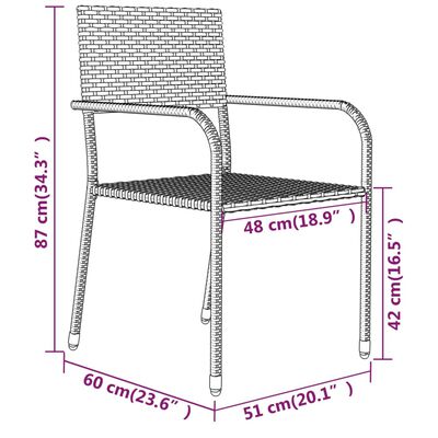 vidaXL Ensemble à manger de jardin 9 pcs Noir