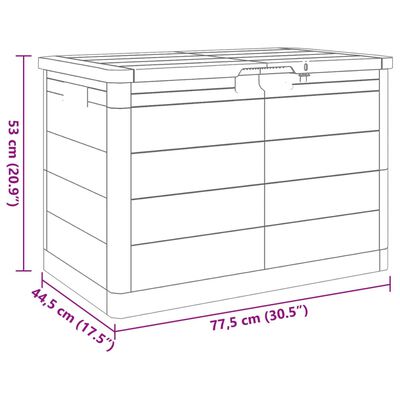 vidaXL Boîte à coussins d'extérieur gris 77,5x44,5x53 cm polypropylène