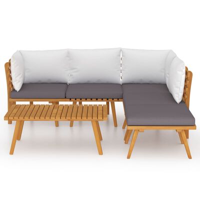 vidaXL Salon de jardin 6 pcs avec coussins Bois d'acacia solide