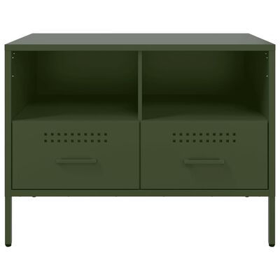 vidaXL Meuble TV vert olive 68x39x50,5 cm acier